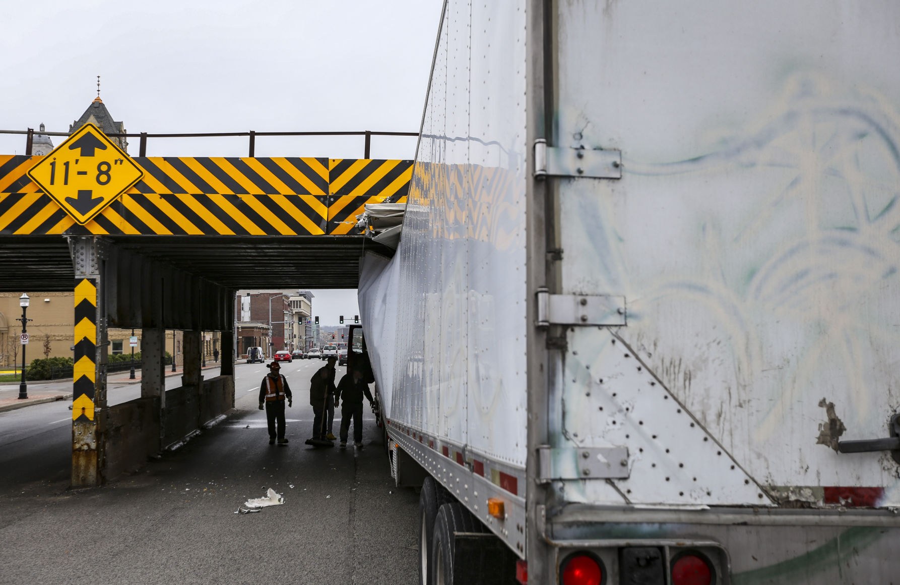 Harrison Street bridge claims another truck